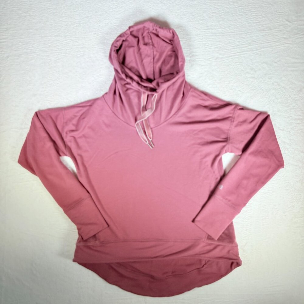 Champion Womens M Long Sleeve Active High Low Pullover Hoodie Pink/Purple Velvet